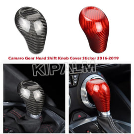Chevrolet Camaro 2016 2017 2018 2019 Carbon Fiber Car Gear Head Shift Knob Cover Stickers Interior Trim Accessories
