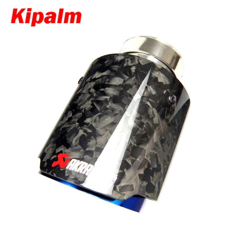 Kipalm Forged Carbon Fiber Car Exhaust Pipe Muffler Tip with Blue Burnt Stainless Steel CRV HRV JAZ VIOS WIth Logo