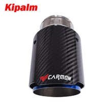Load image into Gallery viewer, Glossy Twill Weave Carbon Fiber Blue Stainless Steel Exhaust Pipe Tail Pipe Muffler Tip
