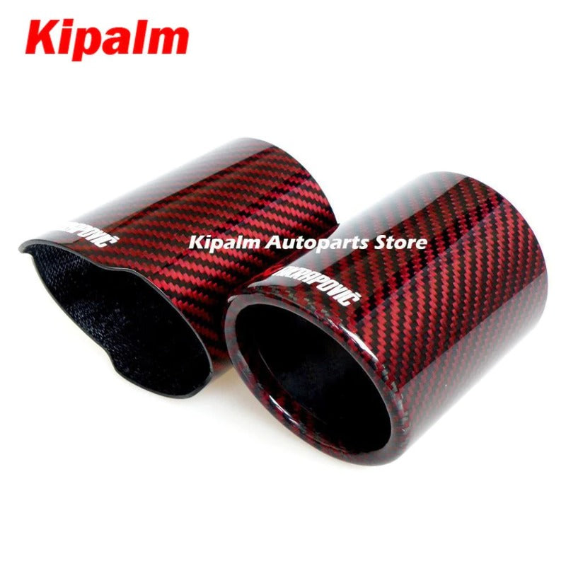 Akrapovic Logo Car Universal Exhaust Pipe Red and Twill Carbon Fiber Cover Exhaust Muffler Pipe Tip case Exhaust Tip housing