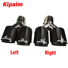 Load image into Gallery viewer, 1Pair Y Style Dual Universal Auto Exhaust Muffler Tips Carbon Fiber End Pipe for Buick Corolla Ford Golf with Remus Logo