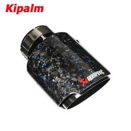 PC Universal Blue Forged Twill Carbon Fiber Gold Foil Akrapovic Car Exhaust Pipe Muffler Tip Black Coated Stainless Steel