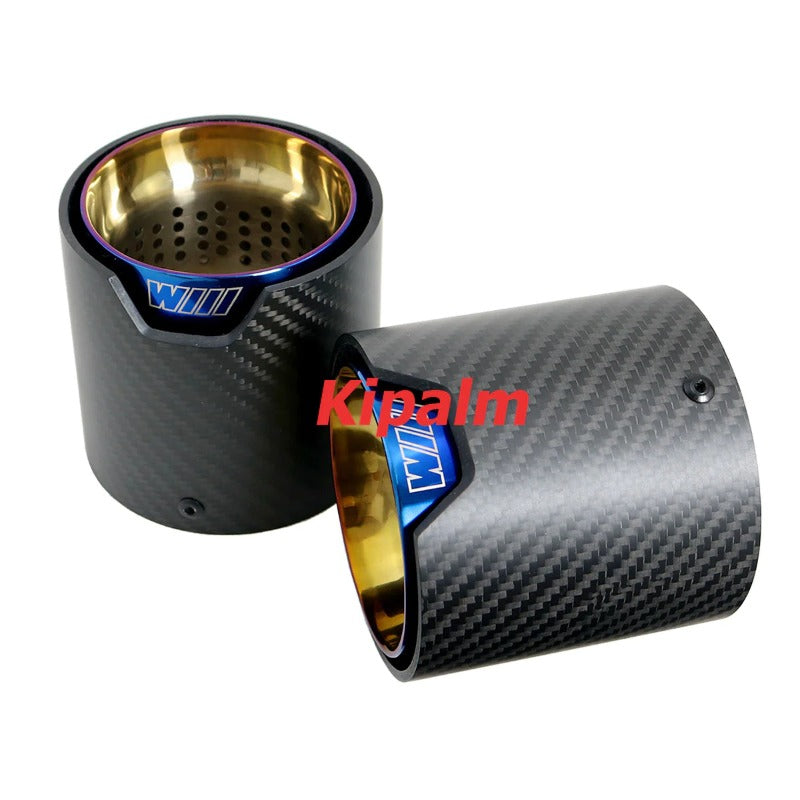 4PCS Burnt Blue Stainless Steel Matte Carbon Fiber Performance Exhaust Muffler Tips for BMW M5 F90