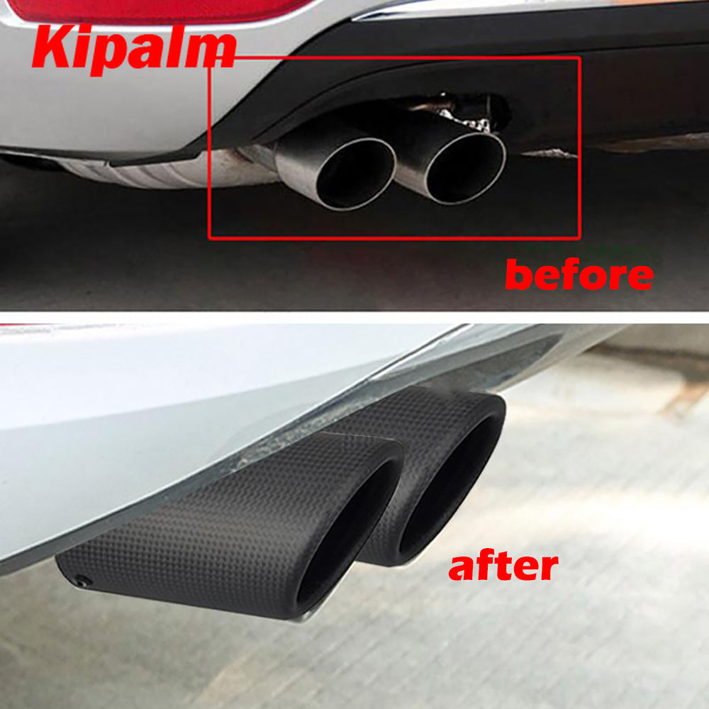 1PC Akrapovic Case Car Universal Pipe Carbon Fiber Cover Exhaust Muffler Pipe Tip Housing with Spring Buckle Clip