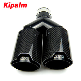 Dual Carbon Fiber + Black Stainless Steel Universal M performance Carbon Fiber Exhaust Tips End Pipes Muffler tips for BMW