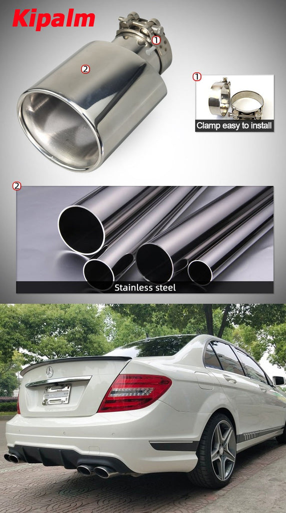 1 PC Exhaust Tips Stainless Steel Pipe for Mercedes Benz W204 AMG C63 C65 Muffler Modify