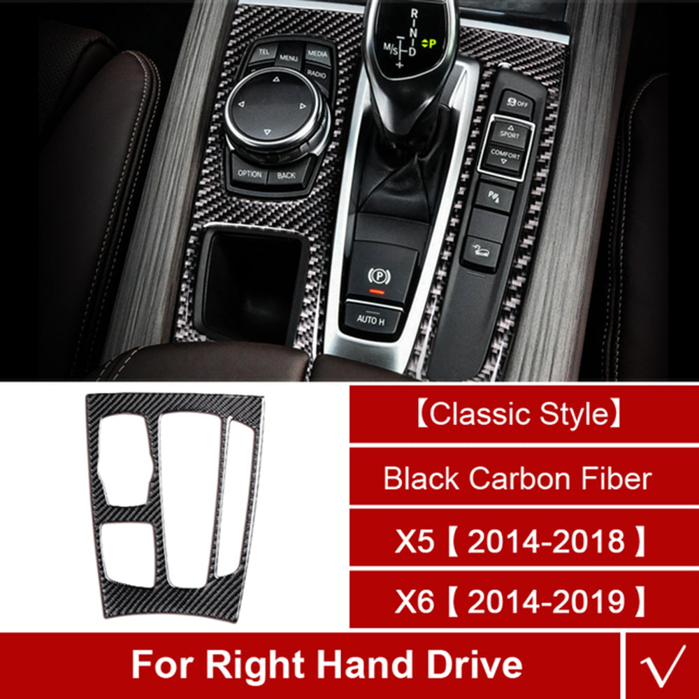 Car Interior Accessories Carbon Fiber Decoration Gear Shift Board Cover Auto Stickers for BMW X5 X6