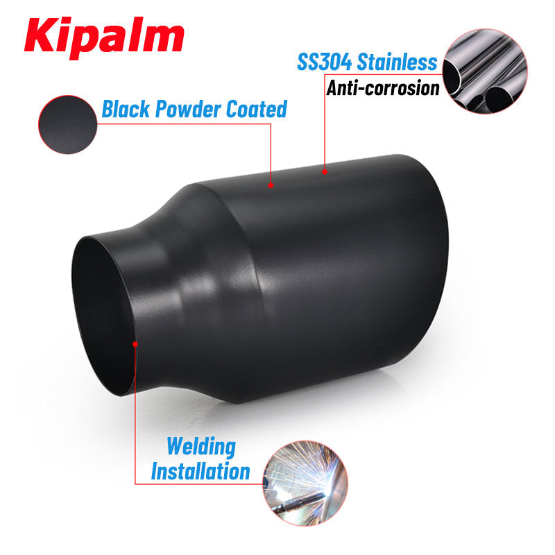 1pcs Kipalm Black 4 Inch Exhaust Pipe Tip Factory Export Car Truck Pipe Stainless Steel Muffler