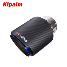 Load image into Gallery viewer, CARMON Twill Weave Matte Carbon Fiber Exhaust Pipe Straight Edge with Blue Burnt Stainless Steel Muffler Tip Tailpipe
