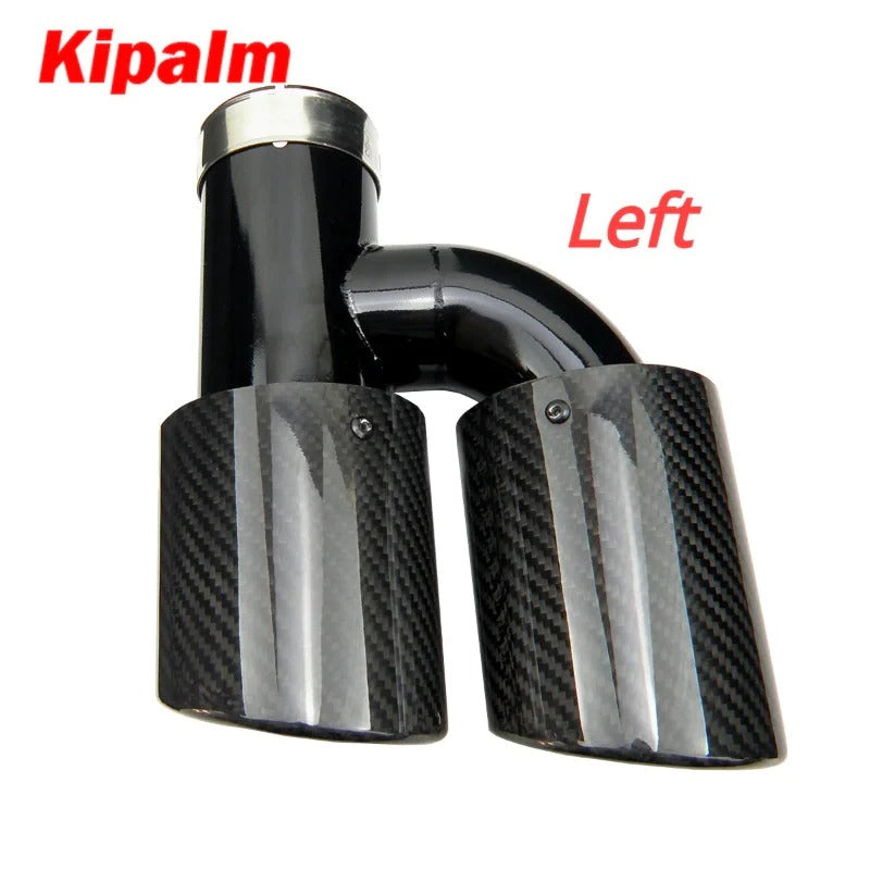 Kipalm h Style Dual Oval Carbon Fiber Exhaust Tip Muffler Tail Pipe Audi A4 A5 A6 A7 Modified to S4 S5 S6 S7 Curly Edge