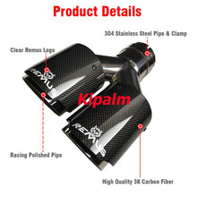 Load image into Gallery viewer, 1Pair Y Style Dual Universal Auto Exhaust Muffler Tips Carbon Fiber End Pipe for Buick Corolla Ford Golf with Remus Logo