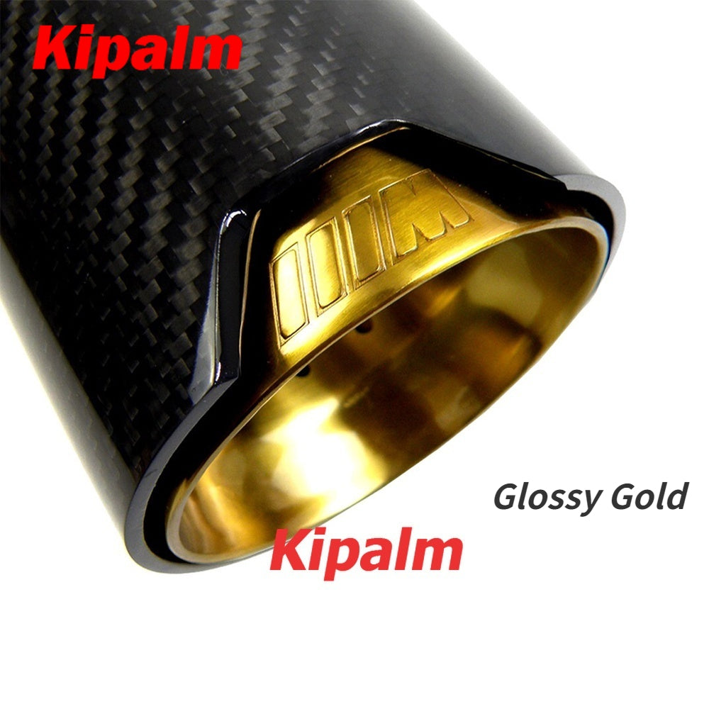 1PCS Universal M LOGO Carbon Fiber Exhaust Tips for M Performance Exhaust Pipe for BMW Muffler Tail Pipe 90mm Length