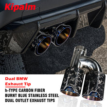 Load image into Gallery viewer, Kipalm M Performace h Style Dual End Forged Carbon Fiber Exhaust Muffler Pipe For BMW Universal Double Out