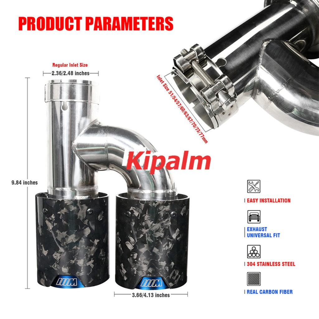 Kipalm M Performace h Style Dual End Forged Carbon Fiber Exhaust Muffler Pipe For BMW Universal Double Out