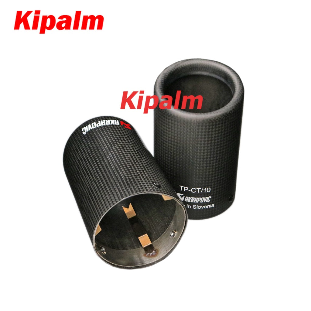 1PC Akrapovic Case Car Universal Pipe Carbon Fiber Cover Exhaust Muffler Pipe Tip Housing with Spring Buckle Clip