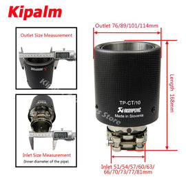 1PCS Akrapovic Curly Matte Car Universal Carbon Fiber Exhaust Tip Muffler Pipe For BMW BENZ AUDI VW