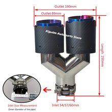 Load image into Gallery viewer, Dual Carbon Fiber Stainless Steel Burnt Blue Universal Auto AK Exhaust Tip Double End Pipe for BMW BENZ VW Golf AK Logo