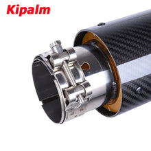 Load image into Gallery viewer, 1PC Universal Golden Inner Pipe Glossy Black Twill Carbon Fiber Exhaust Muffler Tip Tail Pipe For BMW BENZ AUDI Without Logo