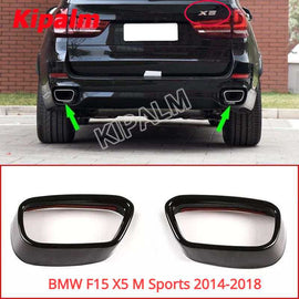 1 Pair Exhaust Muffler Tip Black Chrome Cover Trim for BMW X5 M Sports F15 2014-2018 Modify