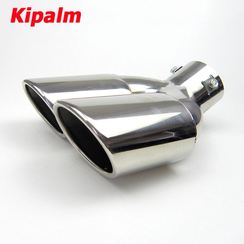 1PC Kipalm Stainless Steel Oval Dual Twin Exhaust Pipe Tail Pipe Tip For BMW E30 E32 E34 E36 E46