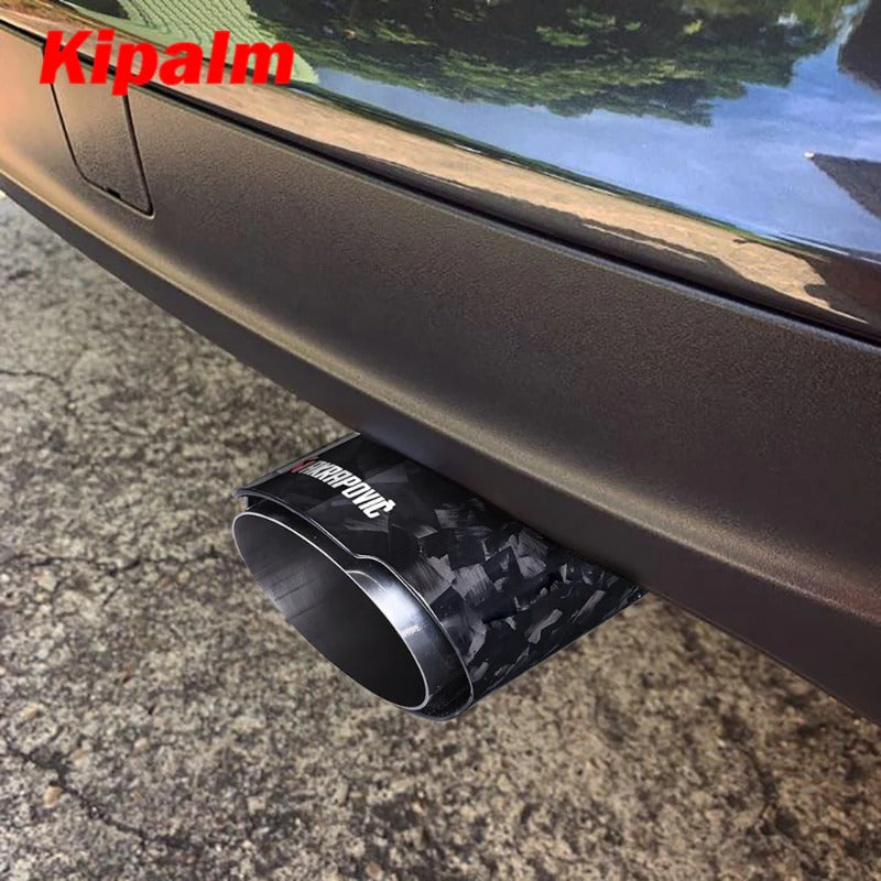 Kipalm Forged Carbon Fiber Akrapovic Authentic Cover Muffler Pipe Tip Car Universal Exhaust Pipe TailPipe