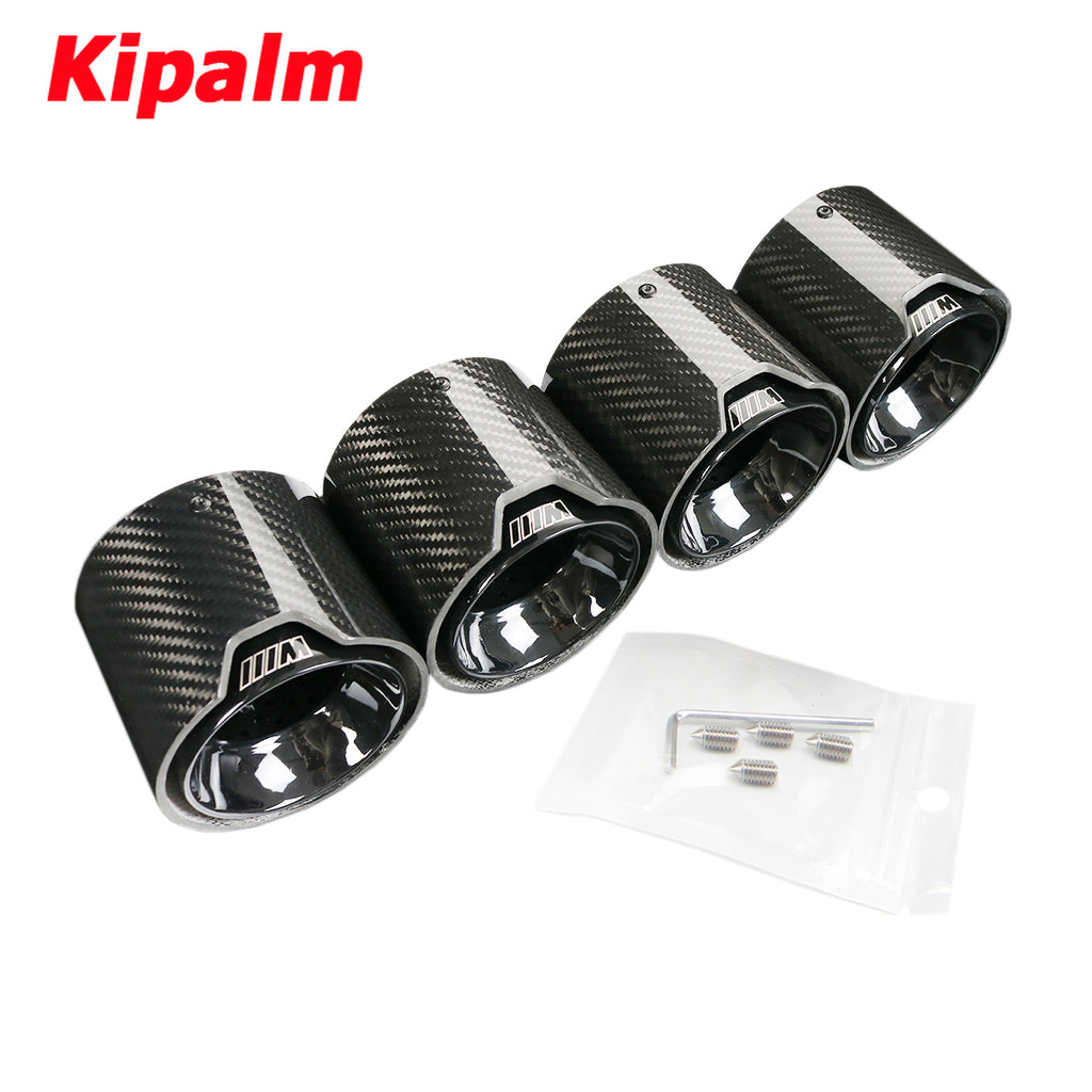 Black Coated Stainless Steel Glossy Carbon Fiber Exhaut Tip Pipe Tail Ends Fits for BMW M3 G80 M4 G82 G83 2020+