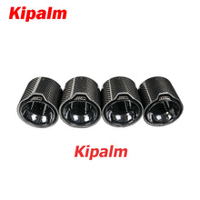 Load image into Gallery viewer, 4pcs Black Coated Stainless Steel Glossy Finish Carbon Fiber Exhaut Tip Pipe Tail Ends Fits for BMW M3 G80 M4 G82 G83