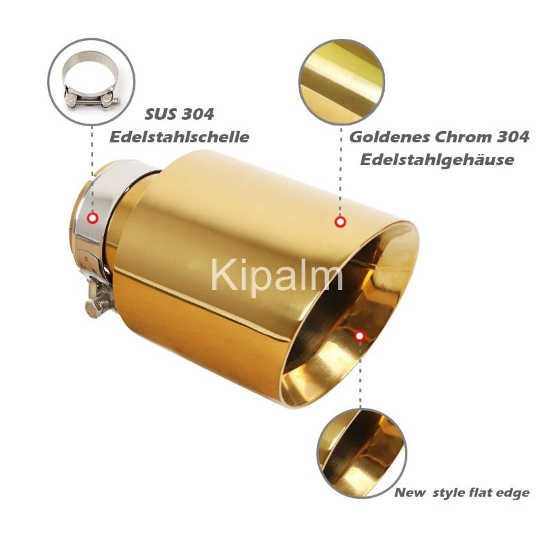 Customized Logo Double Wall Car Tail Pipe Stainless Steel Golden Exhaust Tip