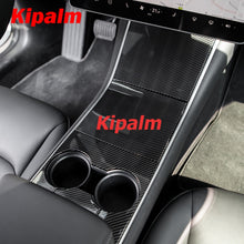 Load image into Gallery viewer, Real Hard Carbon Fiber Center Console Cover Trim Sticker for Tesla Model 3 Interior Modification 2017-2020