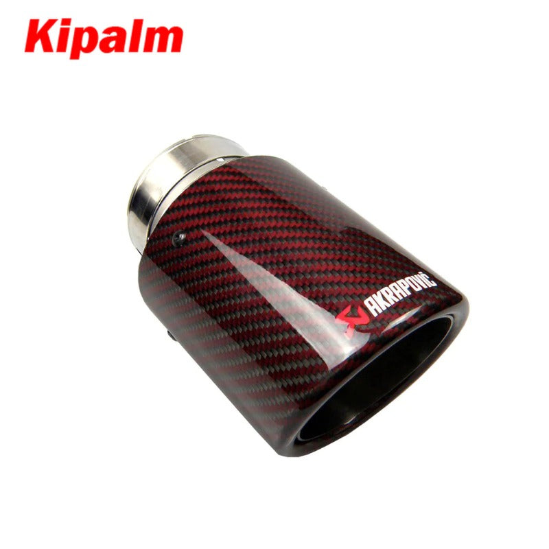 1PC Universal Akrapovic Red Carbon Fiber Exhausts Tip Muffler Tail Pipe Tip For BMW BENZ AUDI VW