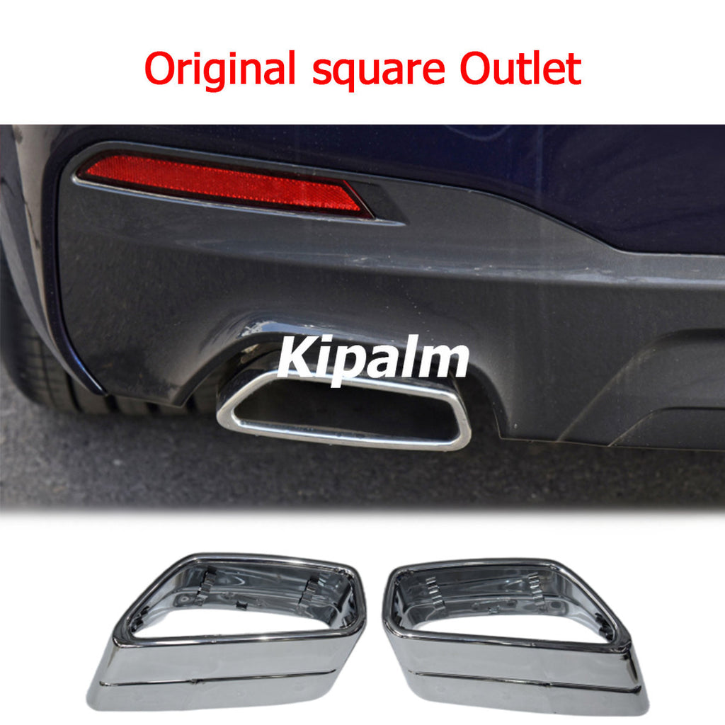 1 Pair Stainless Steel Square Exhaust Muffler Tip Rear Pipes for BMW 5 Series G30 G38 Nozzle