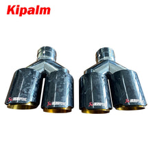 Load image into Gallery viewer, Kipalm Dual Forging Carbon Fiber Exhaust Pipe Muffler Tip with Golden Chrome Stainless Steel Inner Pipe