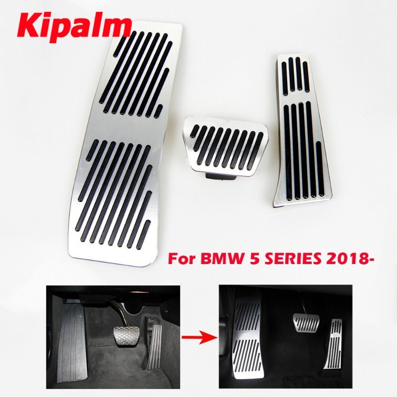 No Drill Gas Brake Footrest Pedal Plate Pad For BMW New 5 series (2018--) Aluminum alloy gas brake pedal