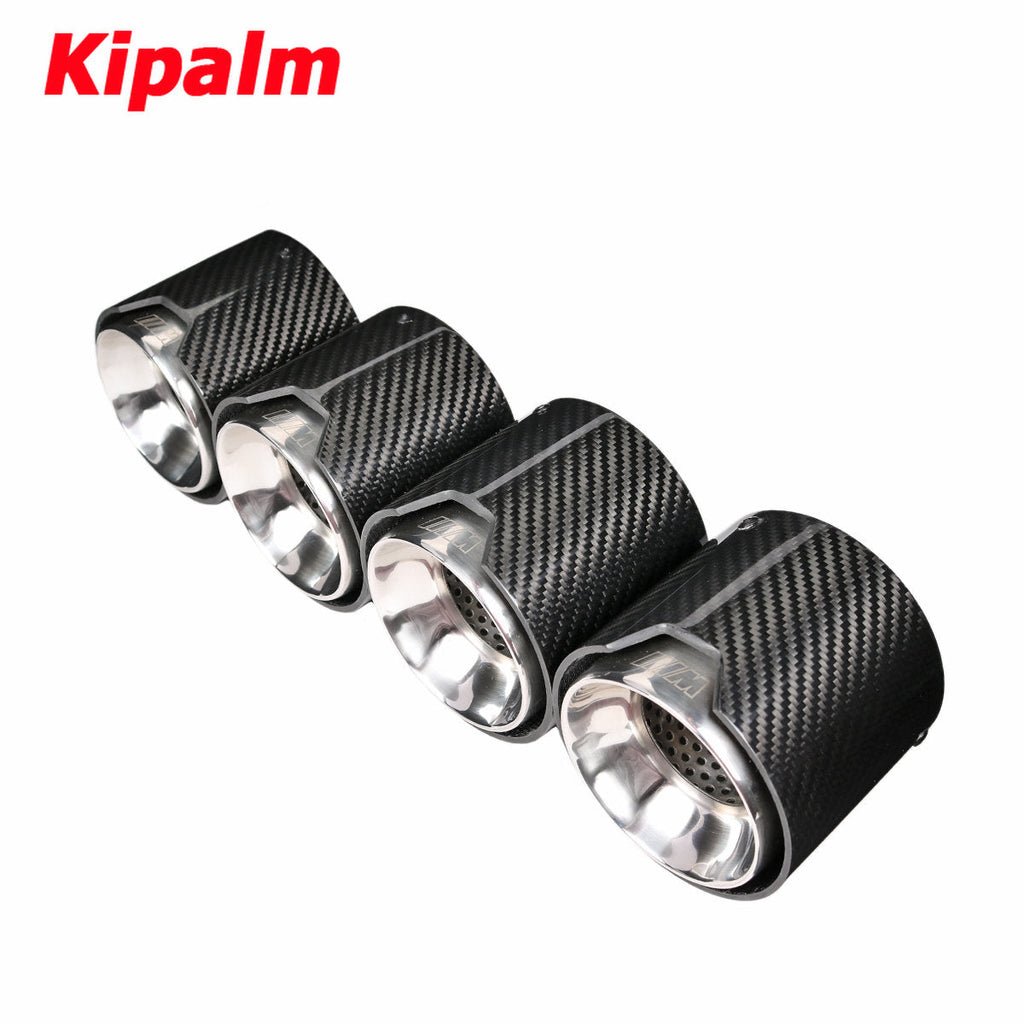 4PCS Polished Stainless Steel Glossy Carbon Fiber Exhaust Pipe for BMW M3 G80 M4 G82 G83