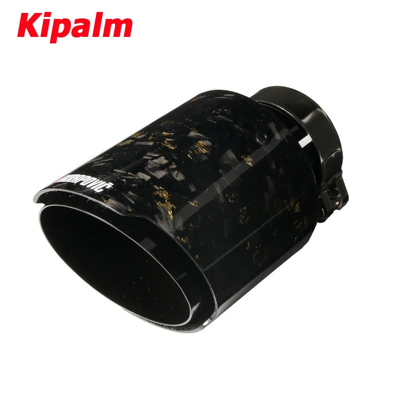 1PC Twill Weave Golden Forged Carbon Fiber Muffler Pipe Akrapovic 304 Stainless Steel Exhaust Tip