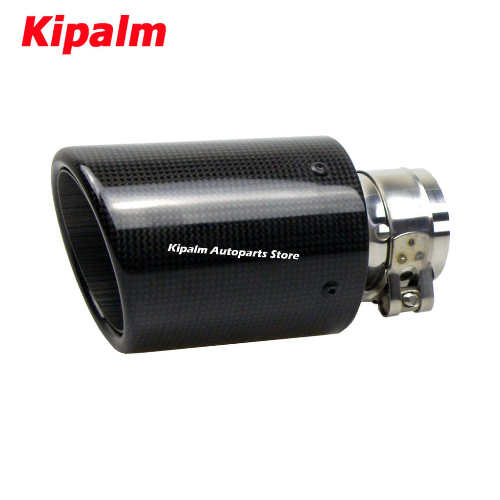 1PCS Universal Glossy Carbon Fiber + 304 Stainless Steel Akrapovic Style Car Exhaust Muffler Tip Without Logo