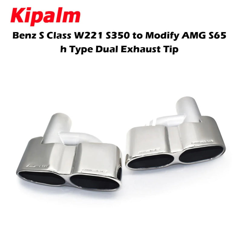 1 Pair 304 Stainless Steel Dual Exhaust Tip Mercedes-benz S Class W221 S350 To Modify S65 h-Style Muffler Pipe