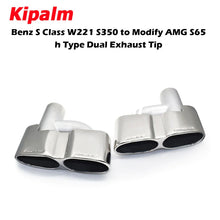 Load image into Gallery viewer, 1 Pair 304 Stainless Steel Dual Exhaust Tip Mercedes-benz S Class W221 S350 To Modify S65 h-Style Muffler Pipe