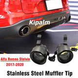 1 Pair Stainless Steel Rear Exhaust Tail Muffler Tip for Alfa Romeo Stelvio-SUV 2017-2020 Exhaust Pipe