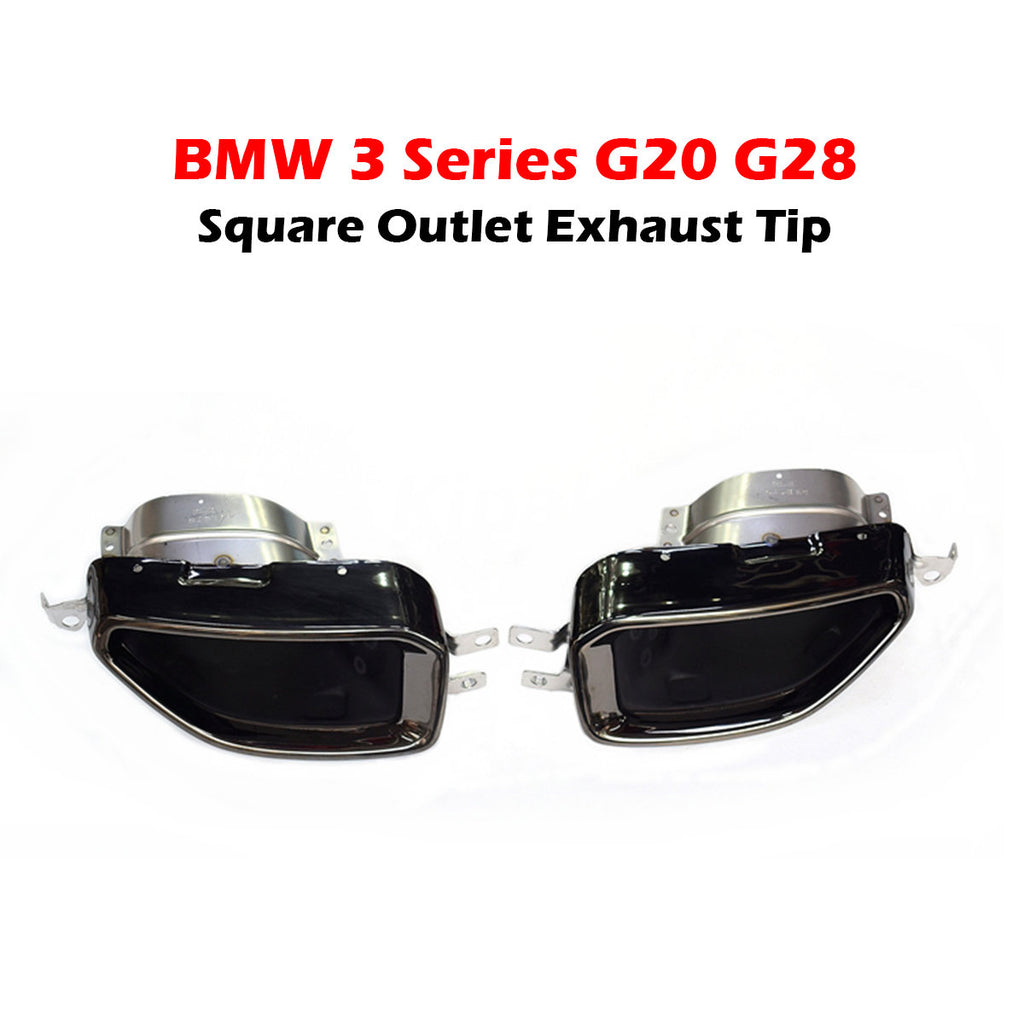 1 Pair Square Exhaust Dual Muffler Pipe For BMW M Performance 3 Series G20 G28 Stainless Steel 304 Rear Tips