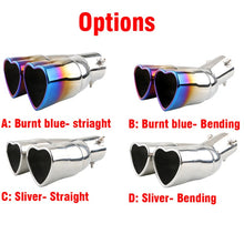 Load image into Gallery viewer, 1PC Universal Dual Exhaust Pipe Muffler Bolt-On Heart Shape Straight Edge Stainless Steel Outlet Nozzle