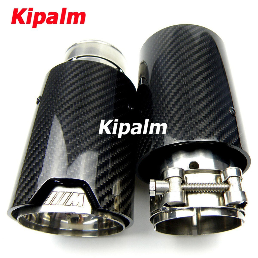 1pcs Universal Carbon Fiber Exhaust tips M Performance exhaust pipe For BMW Exhaust tips Glossy