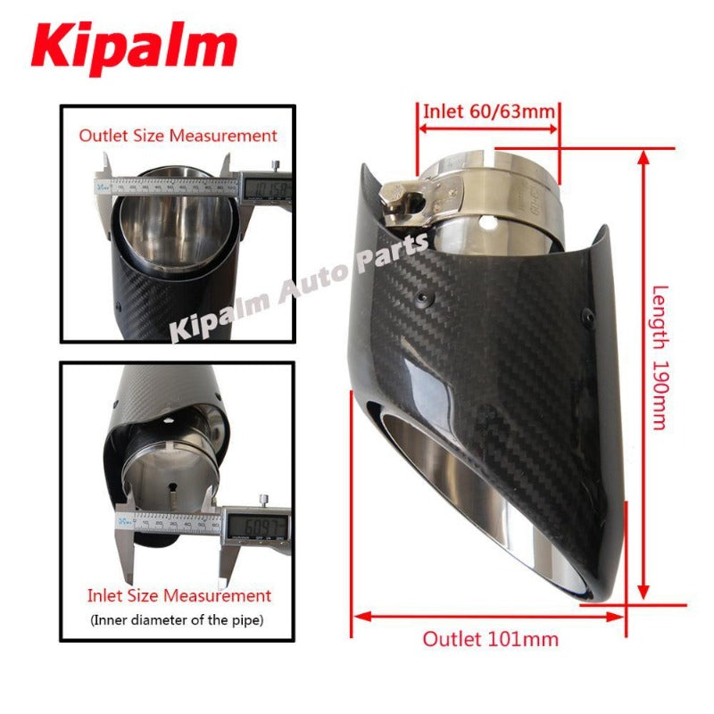 1Pair Real Carbon Fiber Slanted Exhaust Muffler Tips Porsche Styling Exhaust Tip with Wing Styling
