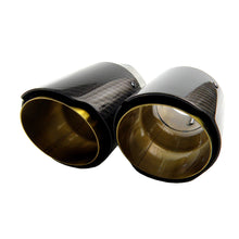 Load image into Gallery viewer, Car Universal Golden Inner Pipe Glossy Black Twill Carbon Fiber Exhaust Muffler Tip Tail Pipe For BMW BENZ AUDI Car Accessories