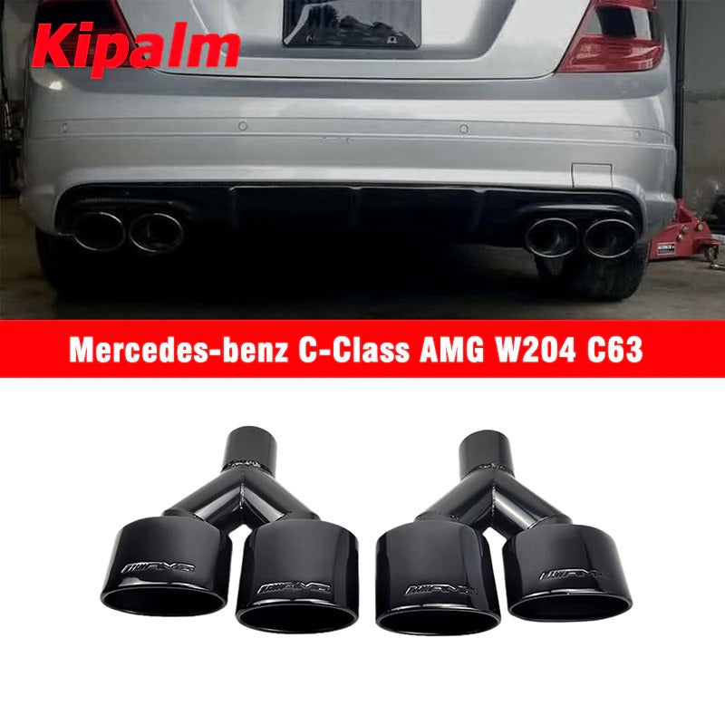 1 Pair Black Coated Stainless Steel Oval Dual Exhaust Muffler Tip End for BENZ C-Class AMG 60mm W204 C63 Modify