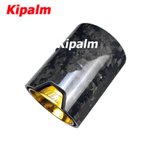 Load image into Gallery viewer, 1PC Forged Carbon Fiber Exhaust Tips for M Performance Muffler Tail Pipe 120mm Length Gold BMW M2 M3 M4 M5 M6