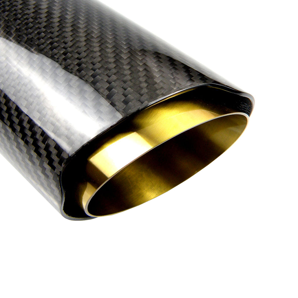 Car Universal Golden Inner Pipe Glossy Black Twill Carbon Fiber Exhaust Muffler Tip Tail Pipe For BMW BENZ AUDI Car Accessories