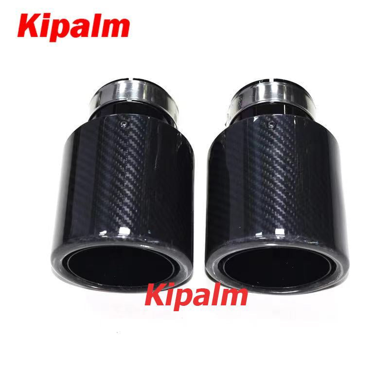 1pcs Universal Curly Edge Twill Weaving Carbon Fiber Glossy Car Exhaust Muffler Stainless Steel Tip for BMW BENZ AUDI Without Logo