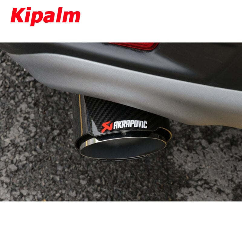 1PC Glossy Black Akrapovic Carbon Fiber Car Universal Exhaust Pipe Tailtip Muffler for BMW Toyota VW