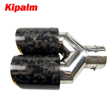 Load image into Gallery viewer, Kipalm Dual Forging Carbon Fiber Exhaust Pipe Muffler Tip with Golden Chrome Stainless Steel Inner Pipe for BMW BENZ VW Golf